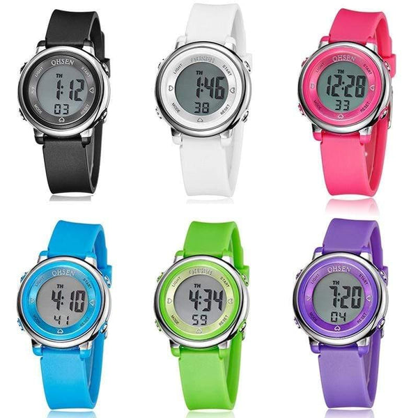 Planet Gates Black Digital Sport Boy Watches for Girls Blue Children Watch Waterproof LED Alarm Student Clock relogio infantil