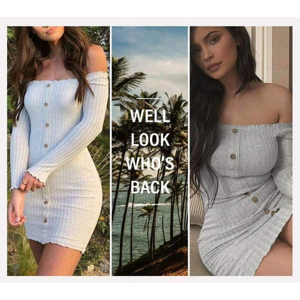 Planet Gates Black Dress / L Muximux 2018 Winter Women Knitted Dresses Autumn Sexy Bodycon Off Shoulder Long Sleeve Mini Dress For Women Female Vestido