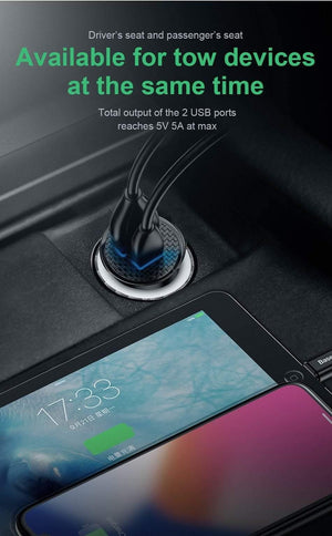 Planet Gates Black Dual USB Baseus 30W Quick Charge 4.0 3.0 Car Charger For Samsung Huawei Supercharge SCP USB Type C PD 3.0 Fast Charging Car Phone Charger