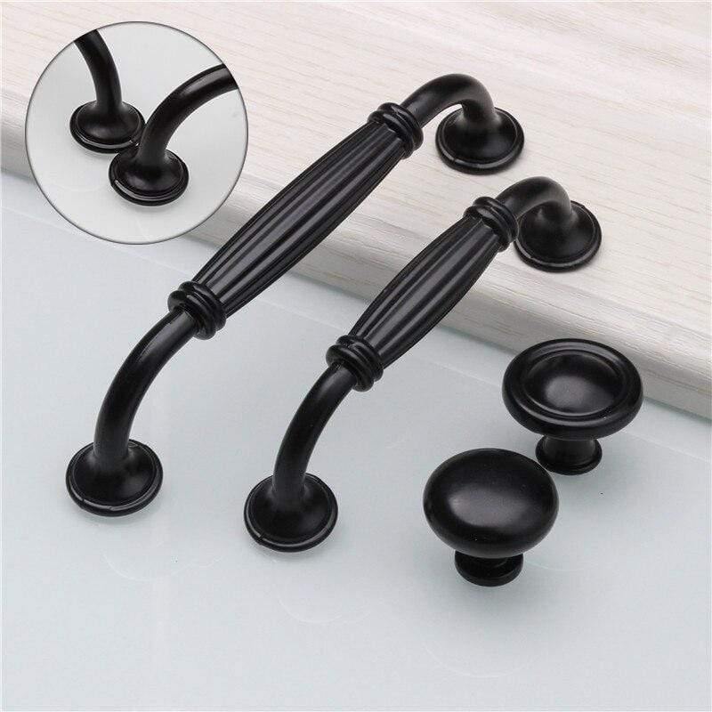 Black Durable Aluminum Alloy 96/128mm Single Hole Door Handle for Furniture Drawer Kitchen Cupboard Cabinet Drawer Pull Knobs