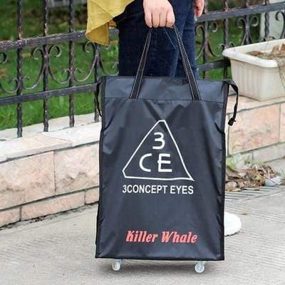 Planet Gates Black edge A Travel Bag Collapsible Ladies Shopping Bag Grocery Puller Trolley Bag Wheel Bag Portable Storage Shopping Cart