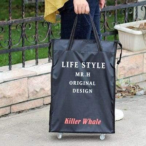 Planet Gates Black edge D Travel Bag Collapsible Ladies Shopping Bag Grocery Puller Trolley Bag Wheel Bag Portable Storage Shopping Cart