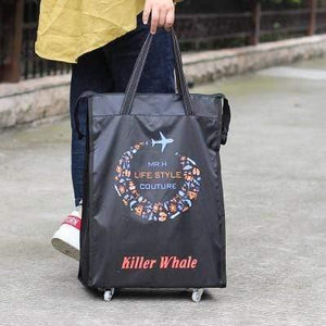 Planet Gates Black edge E Travel Bag Collapsible Ladies Shopping Bag Grocery Puller Trolley Bag Wheel Bag Portable Storage Shopping Cart