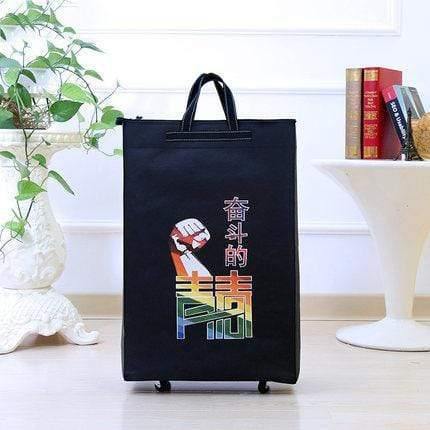 Planet Gates Black edge I Travel Bag Collapsible Ladies Shopping Bag Grocery Puller Trolley Bag Wheel Bag Portable Storage Shopping Cart