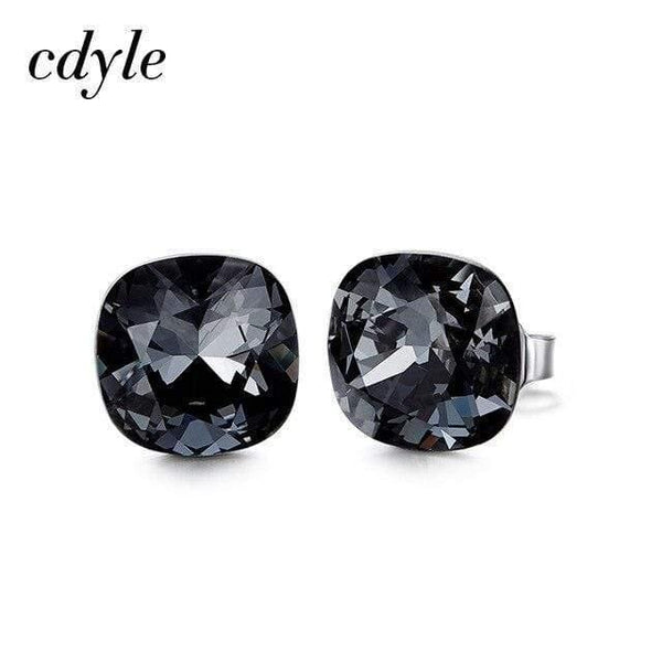 Planet Gates Black Embellished with Crystal Stud Earrings Women Earrings Austrian Rhinestone 925 Sterling Silver Earrings