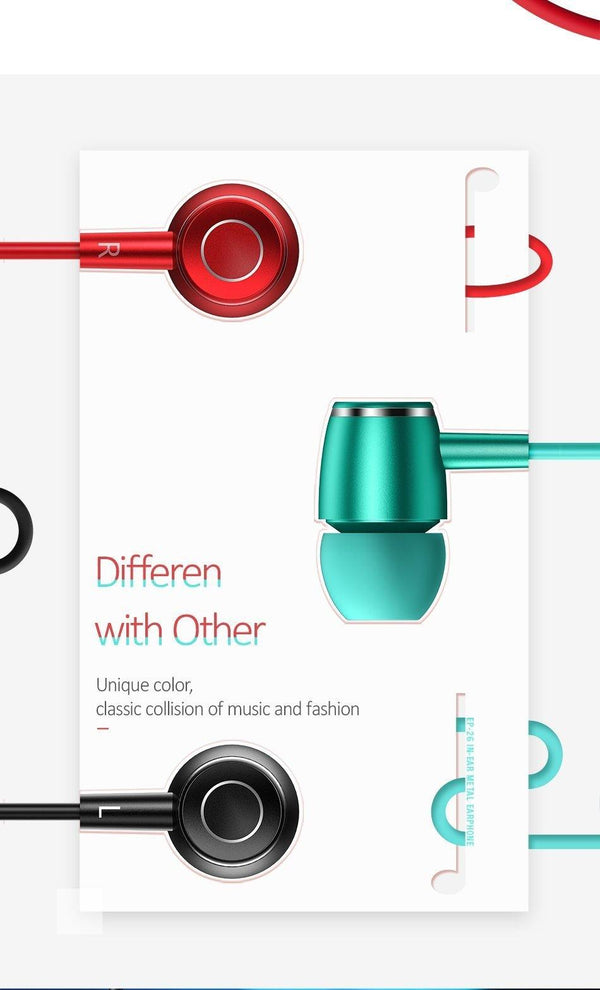 Planet Gates Black EP-26 Tiffany Blue in-ear Metal Earphones,USAMS 3.5mm Hifi Earbuds Bass Earphones Stereo Headset inear Wired Ear phone With Mic