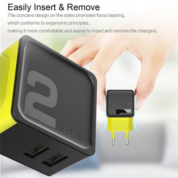 Planet Gates Black / EU 2 USB USB Wall Phone Charger 5V 2.4A 4A Fast Travel Adapter For iPhone Samsung EU Plug Phone Dual USB Charger