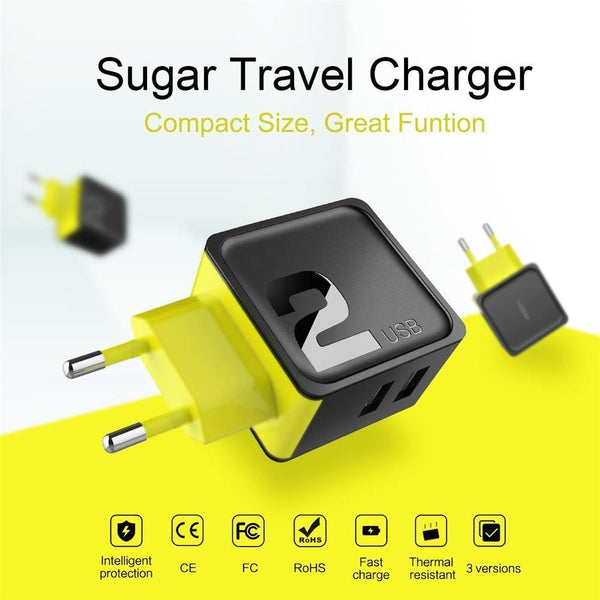 Planet Gates Black / EU 2 USB USB Wall Phone Charger 5V 2.4A 4A Fast Travel Adapter For iPhone Samsung EU Plug Phone Dual USB Charger