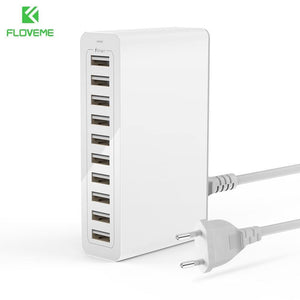 Planet Gates Black / EU FLOVEME 10 Ports USB Charger Smart Desktop Chargers for Smartphone and Tablets Mobile Phone Travel Charger Adapter EU/US Plug