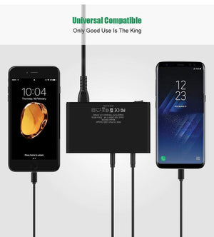 Planet Gates Black / EU FLOVEME 10 Ports USB Charger Smart Desktop Chargers for Smartphone and Tablets Mobile Phone Travel Charger Adapter EU/US Plug