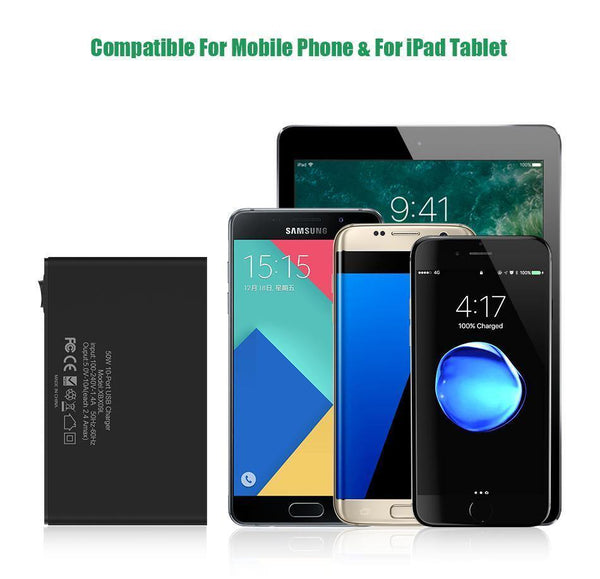 Planet Gates Black / EU FLOVEME 10 Ports USB Charger Smart Desktop Chargers for Smartphone and Tablets Mobile Phone Travel Charger Adapter EU/US Plug