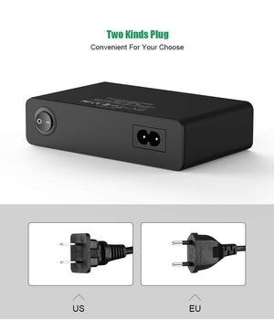 Planet Gates Black / EU FLOVEME 10 Ports USB Charger Smart Desktop Chargers for Smartphone and Tablets Mobile Phone Travel Charger Adapter EU/US Plug