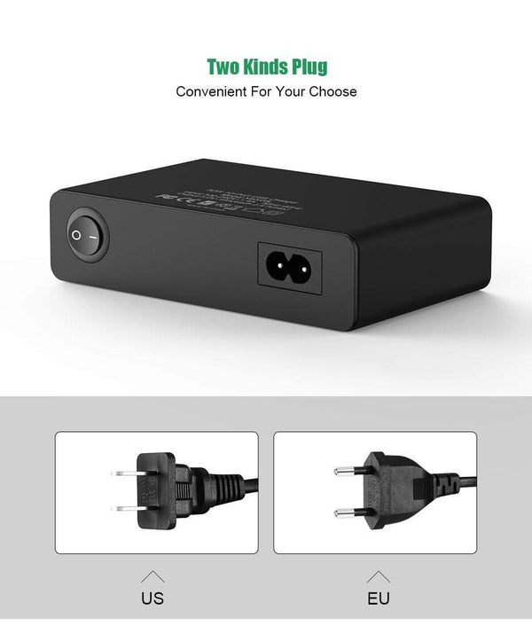 Planet Gates Black / EU FLOVEME 10 Ports USB Charger Smart Desktop Chargers for Smartphone and Tablets Mobile Phone Travel Charger Adapter EU/US Plug