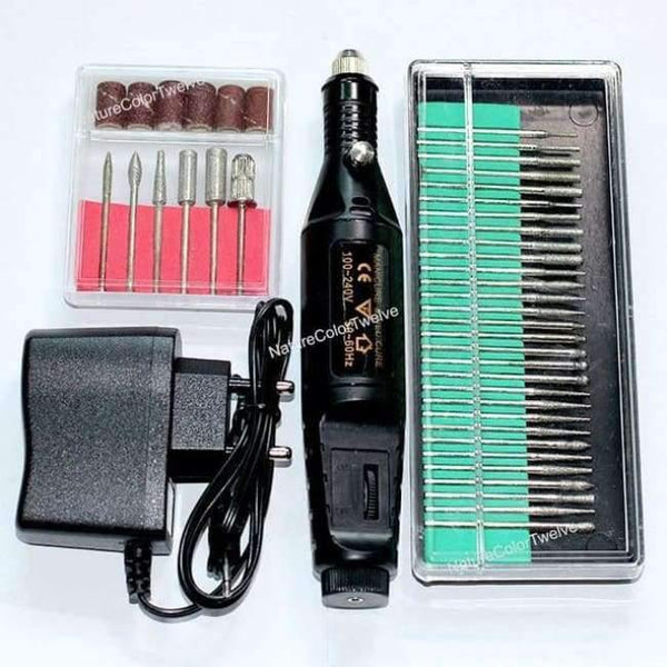 Planet Gates Black - EU Plug Nail Power Drill Set 36bits Electric Drill Toolkit Manicure Pedicure Tools Gel Polish Remover Drill Electric Nail Files Kit