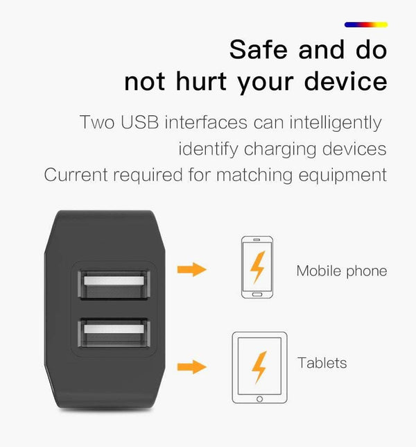Planet Gates Black EU Plug PZOZ USB Charger 2a Fast Charging Travel EU Plug Adapter portable Wall charger Mobile Phone cable Dual usb US Plug Charger