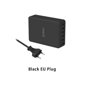 Planet Gates Black EU Plug Universal USB Charger 6 Ports Smart Charger 5V2.4A Max Output 50W/10A Mobile Phone Desktop Charger for iPhone Nexus Xiaomi