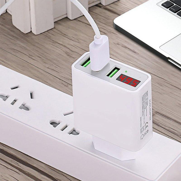 Planet Gates Black / EU TOMKAS 3 Ports USB Charger EU Travel Portable Phone Chargers LED Display Fast Charging Adapter For iPhone Universal Wall Charger