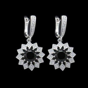 Planet Gates black Fashion Blue Zircon Silver 925 Jewelry Hanging Drop Dangle Earrings For Women With Stones Free Gift drop ship