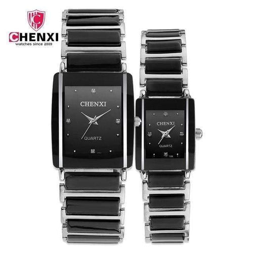 Planet Gates Black Fashion Couple Watches Women Men  Lover's Wristwatch  Unique Rhinestone Ceramics Black Casual Quartz Best Gift 2 Piece