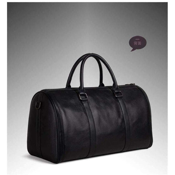 Planet Gates black Fashion Genuine Leather Men's Travel Bag Luggage & Travel Bag Men Carry On Leather Duffel Bag Weekend Bag Big Tote Handbag black