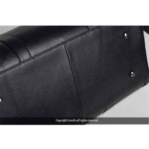 Planet Gates black Fashion Genuine Leather Men's Travel Bag Luggage & Travel Bag Men Carry On Leather Duffel Bag Weekend Bag Big Tote Handbag black