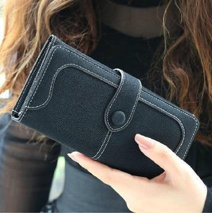 Planet Gates Black Fashion Women  Wallet Matte Stitching Women Long Brand Purse Clutch 9 Colour Handbag Wristlet  free shipping