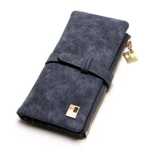 Planet Gates Black Fashion Women Wallets Drawstring Nubuck Leather Zipper Wallet Women's Long Design Purse Two Fold More Color Clutch