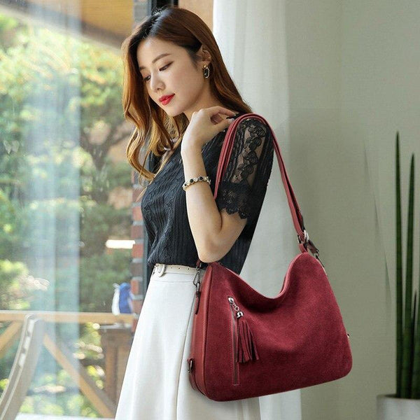 Black Faux Suede Shoulder Bags For Women  Crossbody Bags For Women Luxury Handbags