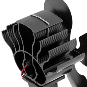 Black Fireplace 4 Blade Heat Powered Stove Fan Log Wood Burner Eco Friendly Quiet Fan Home Fireplace Efficient Heat Distribution
