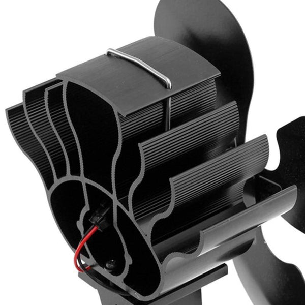 Black Fireplace 4 Blade Heat Powered Stove Fan Log Wood Burner Eco Friendly Quiet Fan Home Fireplace Efficient Heat Distribution