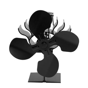 Black Fireplace 4 Blade Heat Powered Stove Fan Log Wood Burner Eco Friendly Quiet Fan Home Fireplace Efficient Heat Distribution