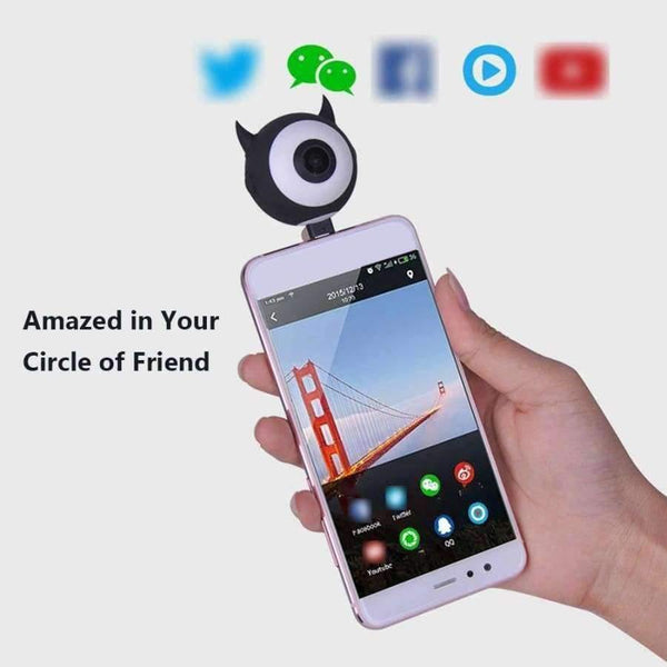 Planet Gates Black Fisheye Lens Phone Camera Lense 360 Degree Wider Full View Lens for Android 5.0 Above Xiaomi Huawei Samsung