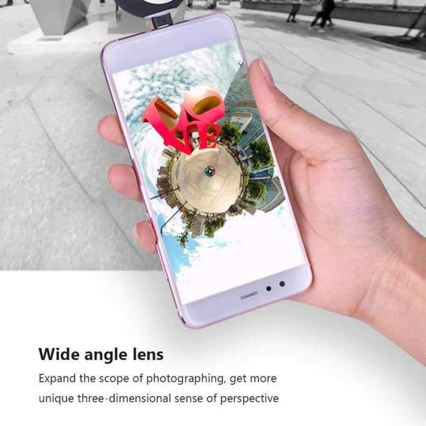Planet Gates Black Fisheye Lens Phone Camera Lense 360 Degree Wider Full View Lens for Android 5.0 Above Xiaomi Huawei Samsung