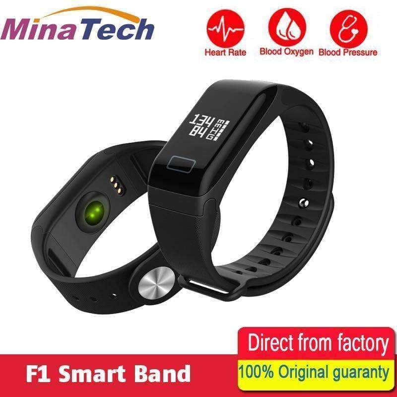 Planet Gates Black Fitness Tracker F1 Sleep Tracker Smart Bracelet Heart Rate Monitor Waterproof Smart Watch Activity Tracker for iPhone