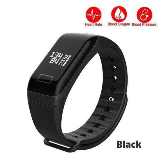 Planet Gates Black Fitness Tracker F1 Sleep Tracker Smart Bracelet Heart Rate Monitor Waterproof Smart Watch Activity Tracker for iPhone