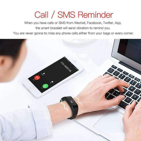 Planet Gates Black Fitness Tracker F1 Sleep Tracker Smart Bracelet Heart Rate Monitor Waterproof Smart Watch Activity Tracker for iPhone