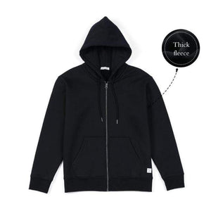 Planet Gates Black fleece / M Winter New Cotton-Jersey Zip-Up Hoodie Men basic hooded Sweatshirts Comfortable Jogger Jackets Outerwear