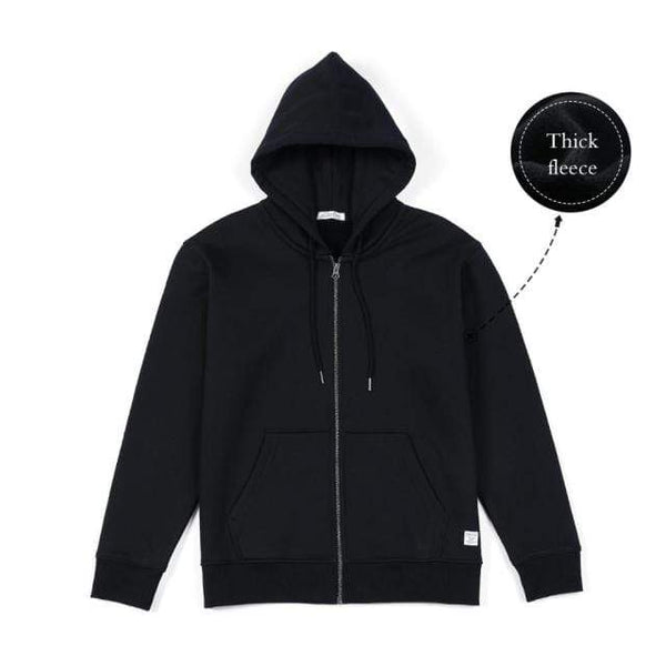 Planet Gates Black fleece / M Winter New Cotton-Jersey Zip-Up Hoodie Men basic hooded Sweatshirts Comfortable Jogger Jackets Outerwear