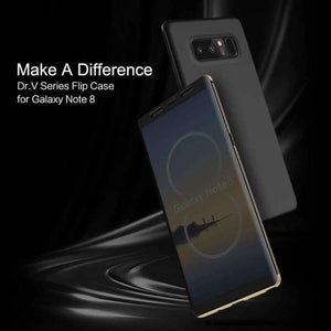 Planet Gates Black Flip Case for Samsung Galaxy Note 8 Luxury Brand Phone Cases Semi-Tranparent Cover Smart View Window Note8 Case