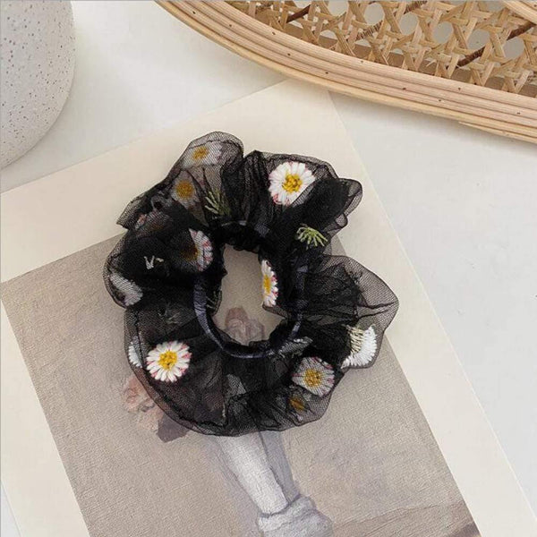 1PCS Scrunchies Hair Ring Daisy Floral Hair Ties Rope Autumn Winter Women Ponytail Hair Accessories Girls Hairbands Gifts