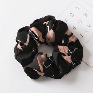 Floral Flamingo Solid Design Hairband Women Hair Accessories Hair Tie Scrunchie Ponytail Hair Holder Rope