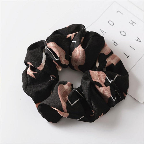 Floral Flamingo Solid Design Hairband Women Hair Accessories Hair Tie Scrunchie Ponytail Hair Holder Rope