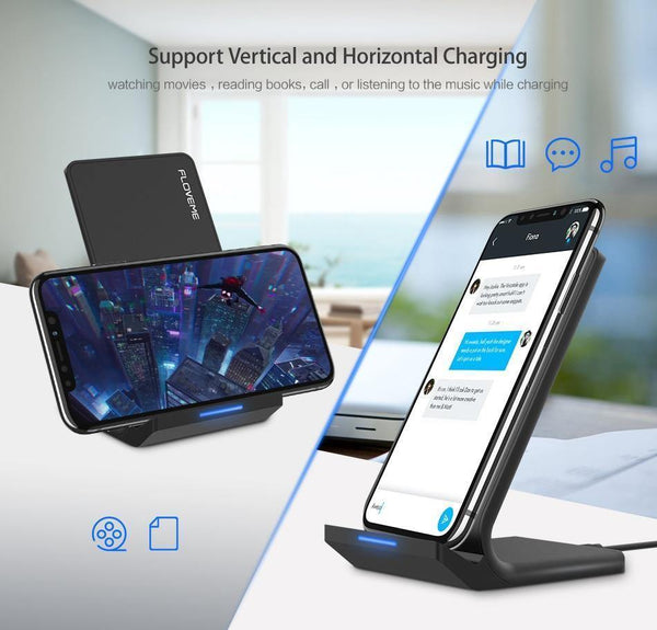 Planet Gates Black FLOVEME 10W Qi Wireless Charger For iPhone 8 X Xs For Samsung Galaxy S10 Plus S8 S9 S7 Edge Fast Charger Wireless Charging Dock