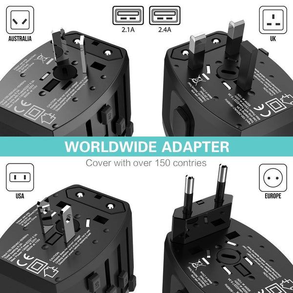 Planet Gates Black FLOVEME 4 USB Charger Type C Universal Worldwide Adapter Charger For iPhone Xiaomi Redmi Note 7 Chargeur USB Wall Phone Chargers