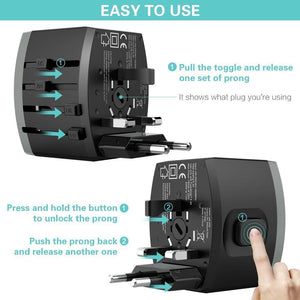 Planet Gates Black FLOVEME 4 USB Charger Type C Universal Worldwide Adapter Charger For iPhone Xiaomi Redmi Note 7 Chargeur USB Wall Phone Chargers
