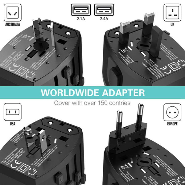 Planet Gates Black FLOVEME 4 USB Charger Type C Universal Worldwide Adapter Charger For iPhone Xiaomi Redmi Note 7 Chargeur USB Wall Phone Chargers