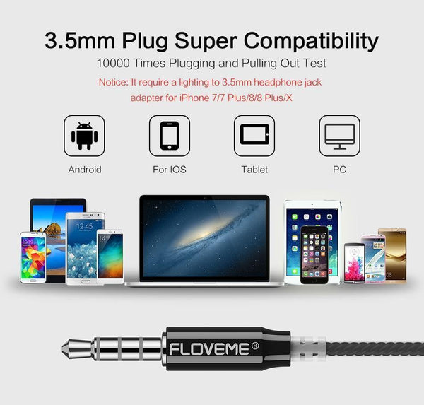 Planet Gates Black FLOVEME In-Ear Earphone For iPhone HIFI Stereo Wired Earbuds For Xiaomi Earphones For Computer Bass 3.5mm 1.2M With Microphone