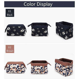 Planet Gates Black flower Fashion Polyester Multifunctional Women Cosmetic Bag Portable Storage Travel High Quality Makeup Bag