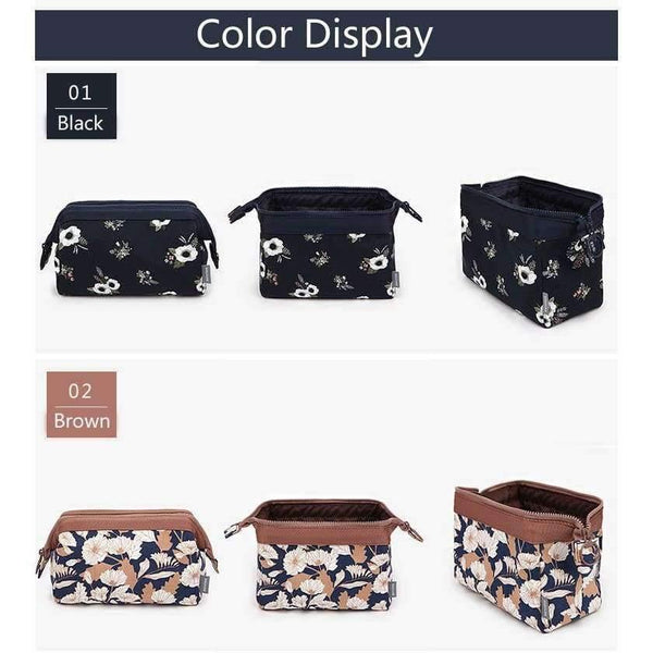 Planet Gates Black flower Fashion Polyester Multifunctional Women Cosmetic Bag Portable Storage Travel High Quality Makeup Bag