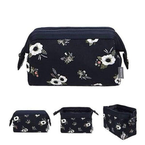 Planet Gates Black flower Fashion Polyester Multifunctional Women Cosmetic Bag Portable Storage Travel High Quality Makeup Bag